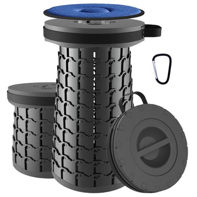 ALEVMOOM Upgraded XXL 19.7" Collapsible Stool with Cushion, Heavy Duty Portable Folding Stool Max Load 1000 lbs, Retractable Telescoping Foldable Seat Chair for Camping Fishing Travel