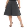 Urban CoCo Women's A-Line Elastic High Waist Flare Work Midi Knee Length Stretchy Skirt(S, Deep Grey) view 2