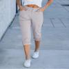 GRAPENT Womens Capris for Summer Casual Outfits - High Waisted Cargo Capris with Pockets - Womens Utility Pants Elastic Waist - Light Gray - Sizes 4 & 6 view 2