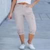 GRAPENT Womens Capris for Summer Casual Outfits - High Waisted Cargo Capris with Pockets - Womens Utility Pants Elastic Waist - Light Gray - Sizes 4 & 6 view 3