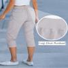 GRAPENT Womens Capris for Summer Casual Outfits - High Waisted Cargo Capris with Pockets - Womens Utility Pants Elastic Waist - Light Gray - Sizes 4 & 6 view 4