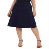 Urban CoCo Women's A-Line Elastic High Waist Flare Work Midi Knee Length Stretchy Skirt(S, Navy Blue) view 1