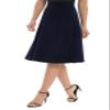 Urban CoCo Women's A-Line Elastic High Waist Flare Work Midi Knee Length Stretchy Skirt(S, Navy Blue) view 4