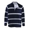 SWJGLITTR Men's 1/4 Zip Striped Sweater Male Slim Fit Color Block Knitted Pullover Cotton Casual Mock Neck Sweaters (Medium,Dark Blue) view 1