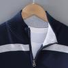 SWJGLITTR Men's 1/4 Zip Striped Sweater Male Slim Fit Color Block Knitted Pullover Cotton Casual Mock Neck Sweaters (Medium,Dark Blue) view 3