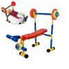 PHASFBJ Kids Fun and Fitness Equipment, Weight Bench with Weights and Barbell, Weight Bench Set for Beginner Barbell Weightlifting Exercise, Toddler Workout Equipment view 1