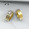 Couple Ring Bridal Set His Hers 18k Yellow Gold Plated CZ Titanium Wedding Ring Band Set view 3