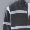 SWJGLITTR Men's 1/4 Zip Striped Sweater Male Slim Fit Color Block Knitted Pullover Cotton Casual Mock Neck Sweaters (Medium,Dark Gray) view 2