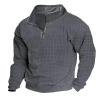 ZYXTIM Men's Waffle Henley Shirts Quarter-Zip Long Sleeve Lightweight Casual Pullover Classic Ribbed Golf SweatshirtSweater view 1