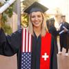 YiiLi Switzerland & USA United States Flag Graduation Stole For International Student Stole Pride Cheers Shawls view 3