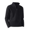 ZYXTIM Men's Quarter Zip French Rib Sweater Long Sleeve Slim Fit Soft Solid Casual Jumpers Big and Tall Thermal Polo Sweatshirt Pullover Black view 2