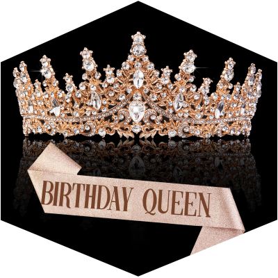 Gold Crown for Women Crystal Princess Tiaras Rhinestone Queen Headband Wedding Bridal Hair Accessories Birthday Prom Pageant Party Coming of Age Ceremony Photo Props