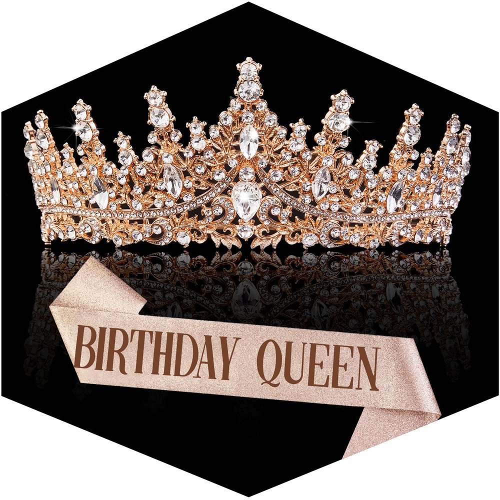 Gold Crown for Women Crystal Princess Tiaras Rhinestone Queen Headband Wedding Bridal Hair Accessories Birthday Prom Pageant Party Coming of Age Ceremony Photo Props