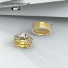 Couple Ring Bridal Set His Hers 18k Yellow Gold Plated CZ Titanium Wedding Ring Band Set view 2