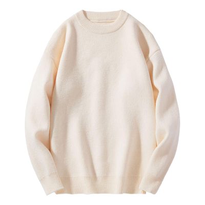 SWJGLITTR Men's Knitted Pullover Male Casual Crewneck Long Sleeve Sweater Men Slim Fit Warmth Soft Sweaters (Medium,White)