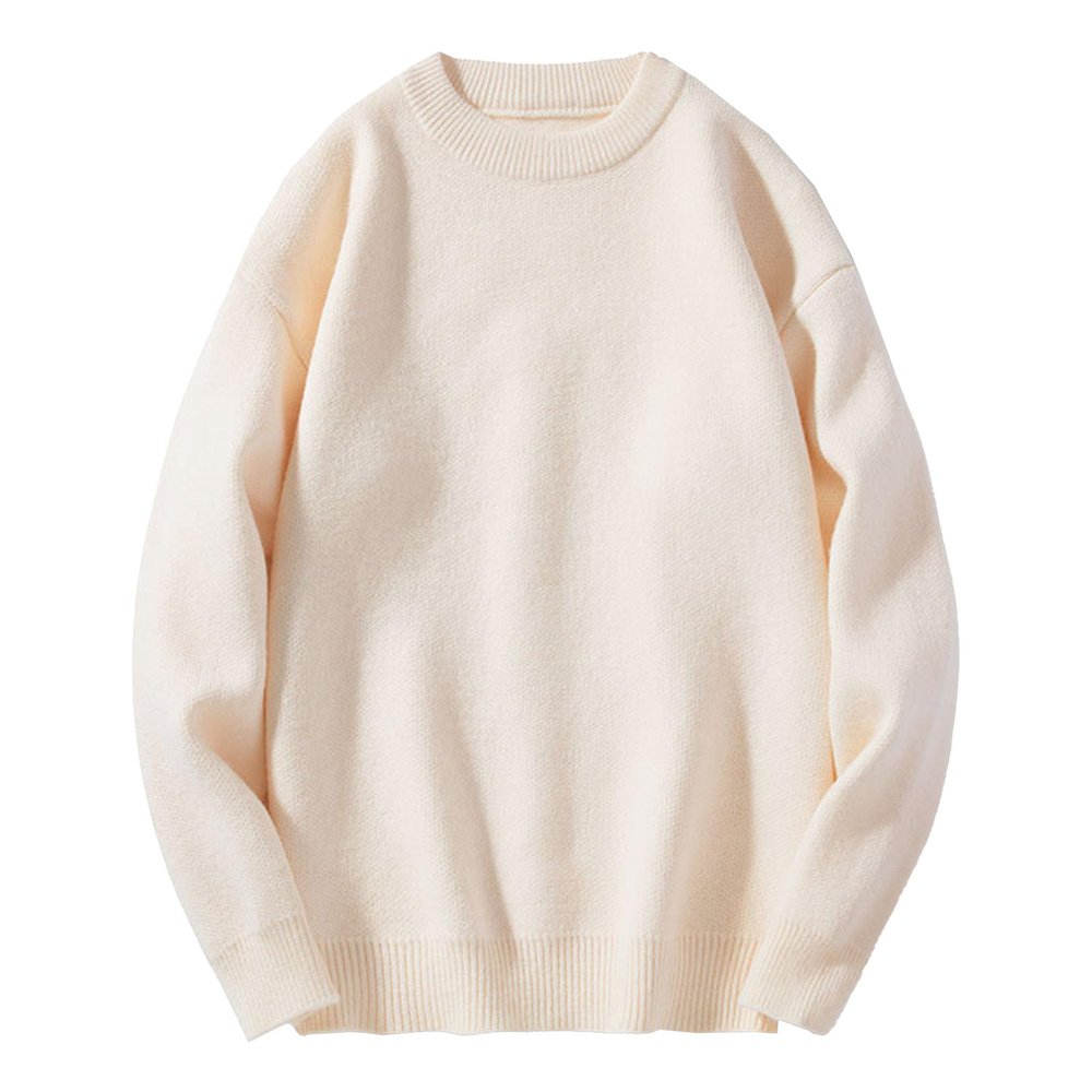 SWJGLITTR Men's Knitted Pullover Male Casual Crewneck Long Sleeve Sweater Men Slim Fit Warmth Soft Sweaters (Medium,White)