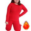 ZYXTIM Oversize Thermal Underwear for Women Winter Warm Base Layer Long Johns Plus Size Fleece Underwear Pajamas Top Bottom Red view 1
