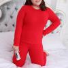 ZYXTIM Oversize Thermal Underwear for Women Winter Warm Base Layer Long Johns Plus Size Fleece Underwear Pajamas Top Bottom Red view 3