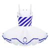 Sinleey Kids Girls Christmas Candy Cane Ballet Dance Tutu Dress Stripe Sleeveless Ice Skating Dress Fancy Party Blue 8 Years view 2