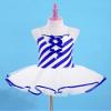 Sinleey Kids Girls Christmas Candy Cane Ballet Dance Tutu Dress Stripe Sleeveless Ice Skating Dress Fancy Party Blue 8 Years view 3