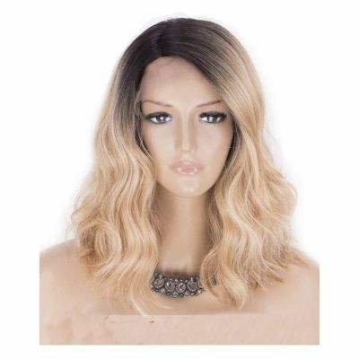 45cm Fashion Gradient Color Curly Synthetic Heat Resistant Rose Breathable Net Cosplay Wig for Women