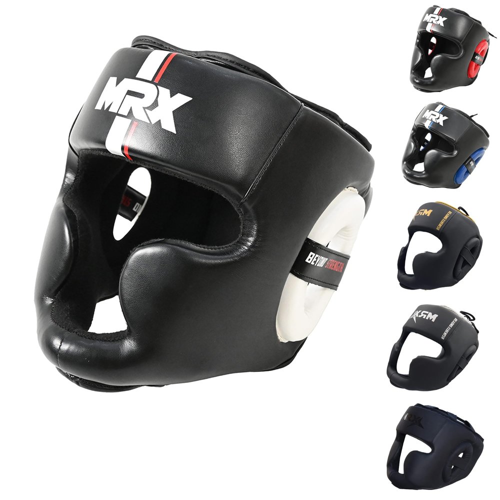 Boxing Headgear for Men MMA, Muay Thai, Head Gear for Kickboxing Sparring Grappling Martial Arts Taekwondo Training Boxing Protective Gear Black White|S/M