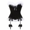 Christmas Corset Top Plus Size Women Velvet Outfit Costume Bustier Overbust Lingerie Blakc XL Black view 1