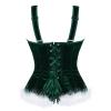 Corset Top Christmas Bustier Overbust Plus Size Women Velvet Outfit Costume Lingerie Blackish Green 6XL view 3