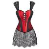 Jutrisujo Corsets for Women Dress Steampunk Lace Zipper pu Bustier Straps Gothic Lingerie Plus Size Basque Red 6XL view 1