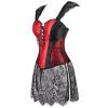 Jutrisujo Corsets for Women Dress Steampunk Lace Zipper pu Bustier Straps Gothic Lingerie Plus Size Basque Red 6XL view 2