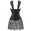Jutrisujo Corsets for Women Dress Steampunk Lace Zipper pu Bustier Straps Gothic Lingerie Plus Size Basque Red 6XL view 3