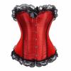Corsets for Women Bustier Basques Floral Lace Trim Satin Waist Cincher Plus Size Cosplay Costume Victorian Red 5XL view 1