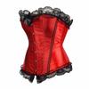 Corsets for Women Bustier Basques Floral Lace Trim Satin Waist Cincher Plus Size Cosplay Costume Victorian Red 5XL view 2
