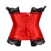 Corsets for Women Bustier Basques Floral Lace Trim Satin Waist Cincher Plus Size Cosplay Costume Victorian Red 5XL view 3