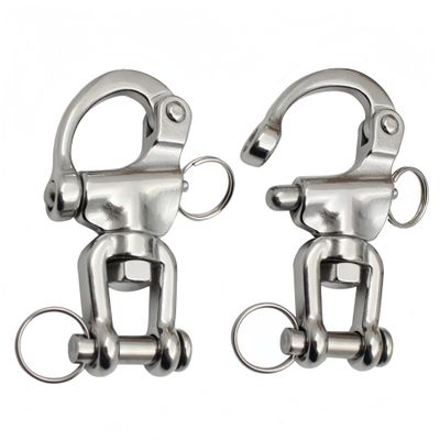MAMDAFAON Pair of 3-1/2" Jaw Swivel Snap Shackle 316 Stainless Steel Metal ClaspsQuick Release Snap Hook for Sailing Rigging Shackles