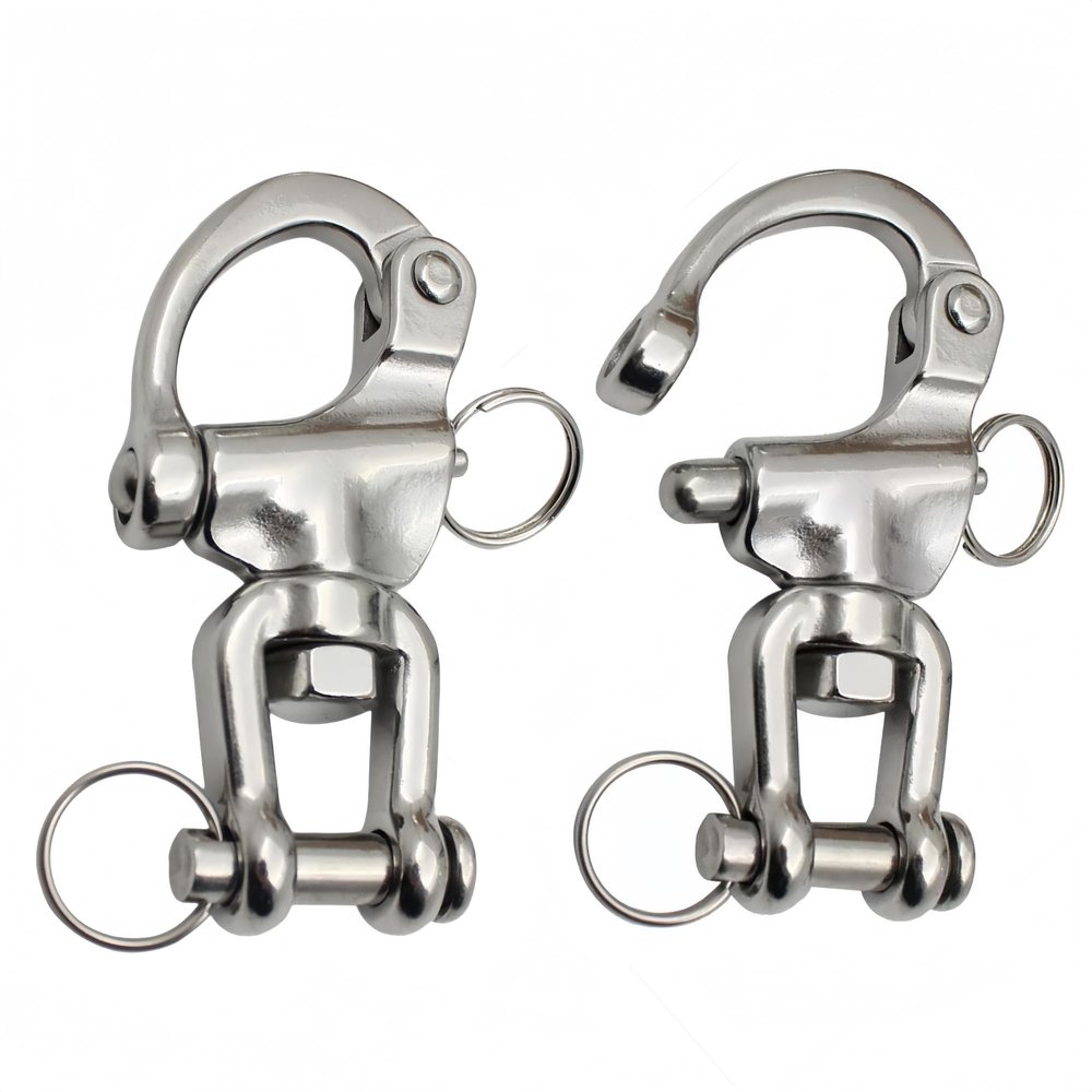 MAMDAFAON Pair of 3-1/2" Jaw Swivel Snap Shackle 316 Stainless Steel Metal ClaspsQuick Release Snap Hook for Sailing Rigging Shackles