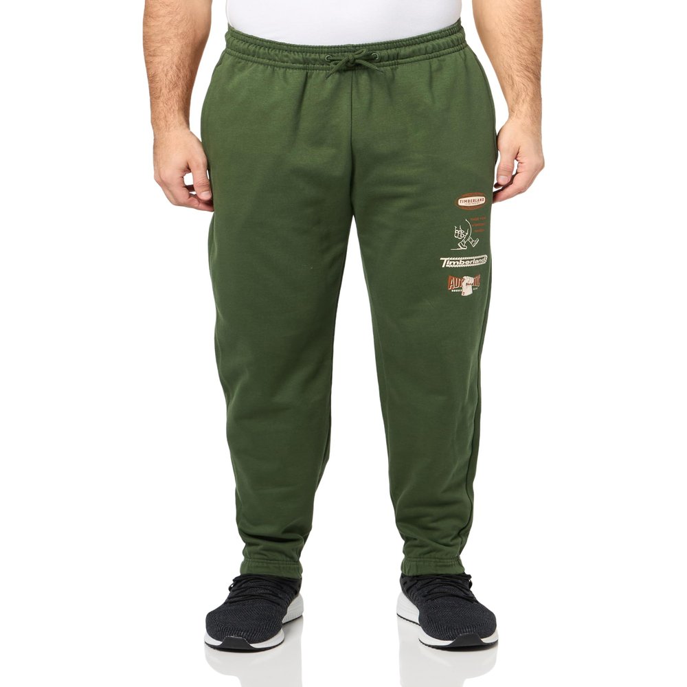 Timberland Men's Made for Working Graphic Sweatpant, Black Forest Green, Small
