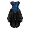 Jutrisujo Blue Corset Dress For Women Lace pu Bustier Gothic Lingerie Plus Size Halloween Costume 3XL view 1