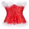 Women's Christmas Santa Costume Overbust Corset Bustier Top White Feathers Plus Size 4XL view 2