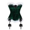 Christmas Corset Top Bustier Overbust Plus Size Women Velvet Outfit Costume Lingerie Blackish Green 4XL view 1