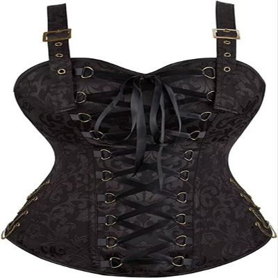 Steampunk Corset Tops for Women Bustier with Straps Pirate Costume Gothic Ladies Basques Black 7XL