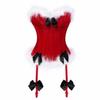 Women's Christmas Corset Top Plus Size Velvet Outfit Costume Bustier Overbust Lingerie Red XL view 1