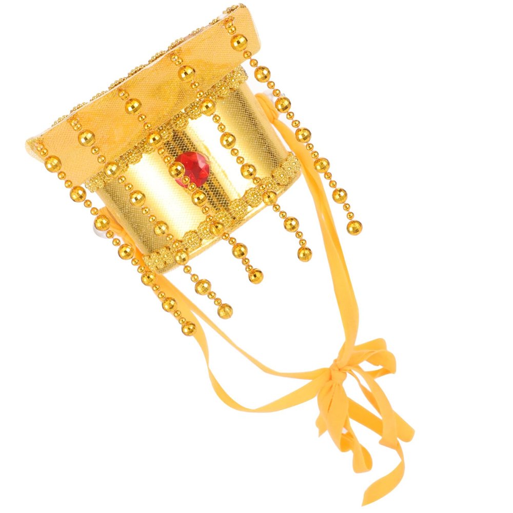 Baluue Chinese Emperor Cosplay Hat Ancient Royal Headwear with Beads for Stage Performance Role Play and Costume Accessory for Kids and Adults