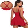Aleumdr Trendy One Piece Swimdress Swimsuits for Women Tummy Control Tie Knot Swim Skirt Bathing Suit Red XX-Large view 4