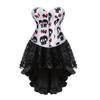 Jutrisujo Corset Dress Bustier Women Skull Print Lace up Lingerie Victorian Plus Size Halloween Costumes White 2XL view 1