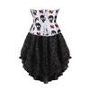 Jutrisujo Corset Dress Bustier Women Skull Print Lace up Lingerie Victorian Plus Size Halloween Costumes White 2XL view 2