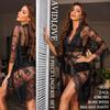 Avidlove Women Sexy Lingerie Set 3 Piece Bra and with Panty Lace Kimono Robe Sheer Sleepwear view 2