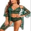 Avidlove Women Sexy Lingerie Set 3 Piece Bra and with Panty Lace Kimono Robe Sheer Sleepwear view 1
