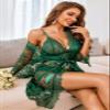 Avidlove Women Sexy Lingerie Set 3 Piece Bra and with Panty Lace Kimono Robe Sheer Sleepwear view 3