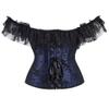 Corset Tops Bustier for Women with Sleeves Off The Shoulder Lace Floral Plus Size Costumes Blue 2XL view 2